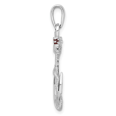 De-Ani Sterling Silver Rhodium-Plated Enameled Anchor with Rope Pendant