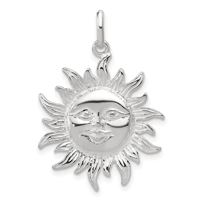 Sterling Silver Sun Pendant, 32 x 24mm