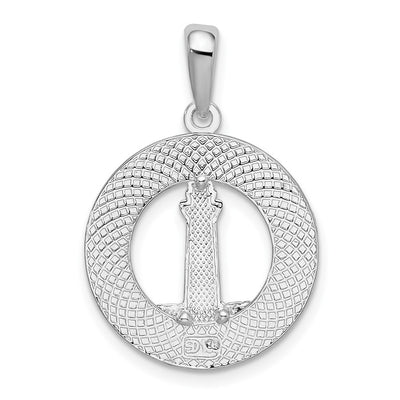 De-Ani Sterling Silver Polished Enameled Hilton Head with Lighthouse Pendant