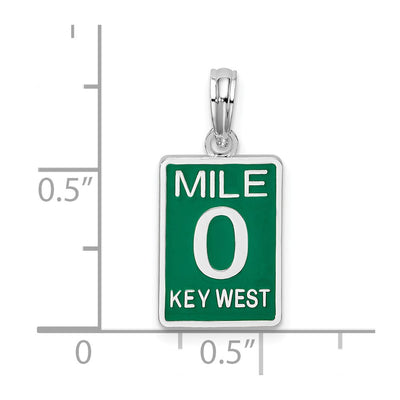 De-Ani Sterling Silver Rhodium-Plated Enameled Small Key West Mile 0 Pendant