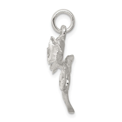 Sterling Silver Rose Pendant, 27 x 19mm