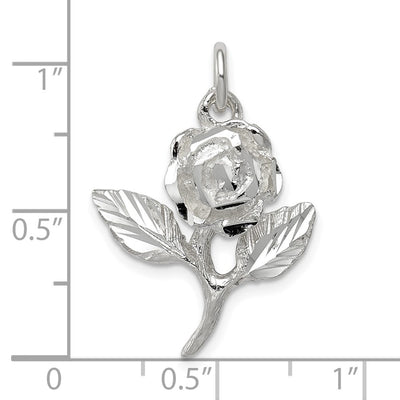 Sterling Silver Rose Pendant, 27 x 19mm