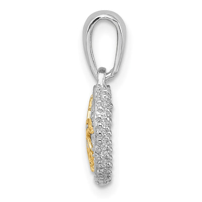 De-Ani Sterling Silver Rhodium-Plated Sand Dollar with 14K Starfish Pendant
