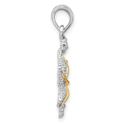 De-Ani Sterling Silver Rhodium-Plated Seahorse Starfish with 14K Pendant