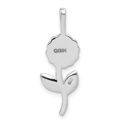 Sterling Silver Rose Pendant, 30 x 10mm