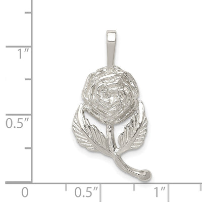Sterling Silver Rose Pendant, 29 x 14mm