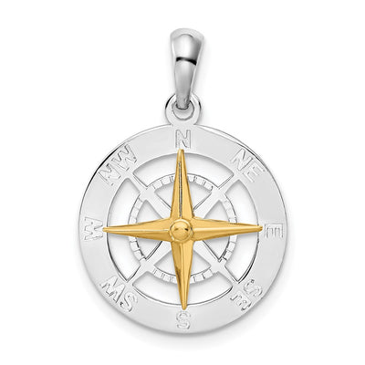 Sterling silver compass pendant