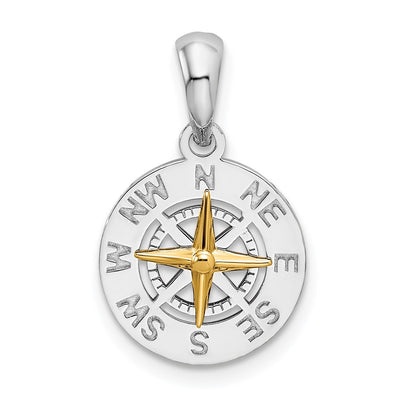Sterling silver compass pendant