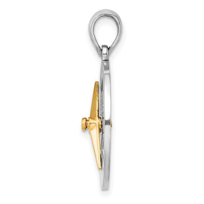 De-Ani Sterling Silver Rhodium-Plated Enameled Compass with 14K Moving Needle Pendant