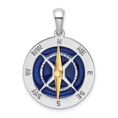 Sterling silver compass pendant