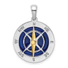 De-Ani Sterling Silver Rhodium-Plated Enameled Compass with 14k Moving Needle Pendant