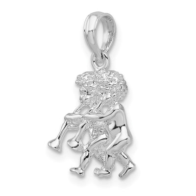 De-Ani Sterling Silver Rhodium-Plated Polished 3D Gemini Zodiac Pendant