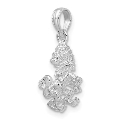 De-Ani Sterling Silver Rhodium-Plated Polished 3D Leo Zodiac Pendant