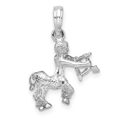 De-Ani Sterling Silver Rhodium-Plated Polished 3D Sagittarius Zodiac Pendant