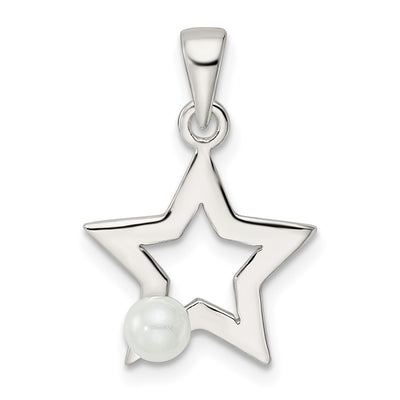 Sterling silver pearl star pendant