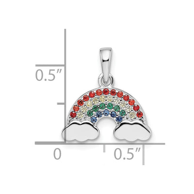 Sterling Silver Rh-plated Multi-color Nano Crystal Rainbow Pendant