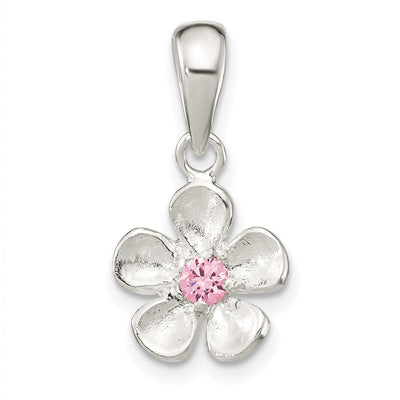 Sterling silver cubic zirconia flower pendant