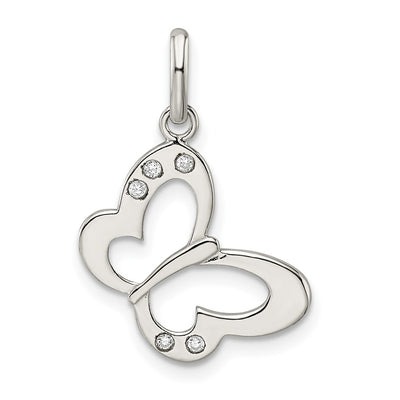 Sterling silver cubic zirconia butterfly pendant