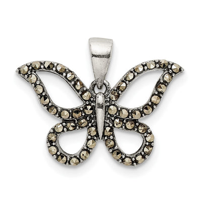 Sterling silver marcasite butterfly pendant