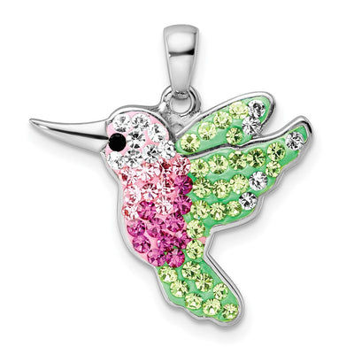 Sterling silver crystal hummingbird pendant