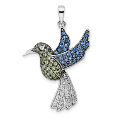 Sterling silver cubic zirconia hummingbird pendant