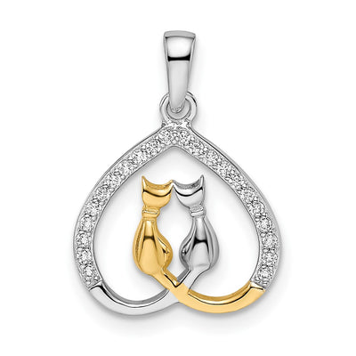 Sterling silver cubic zirconia heart pendant