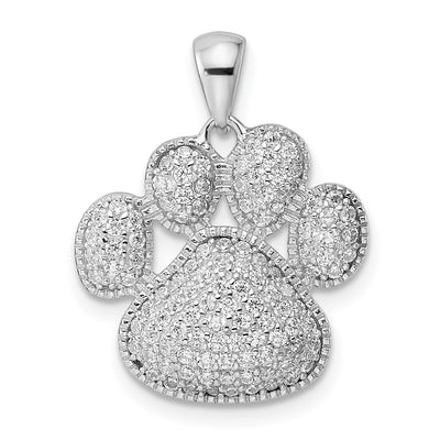Sterling silver cubic zirconia paw pendant