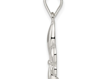 Sterling Silver Rhodium-plated Fleur de Lis Pendant (Style QC11074)