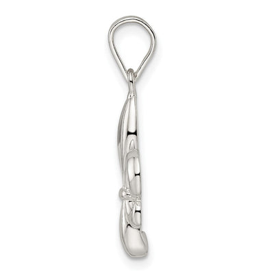 Sterling Silver Rhodium-plated Fleur de Lis Pendant, 27.3 x 15.75mm