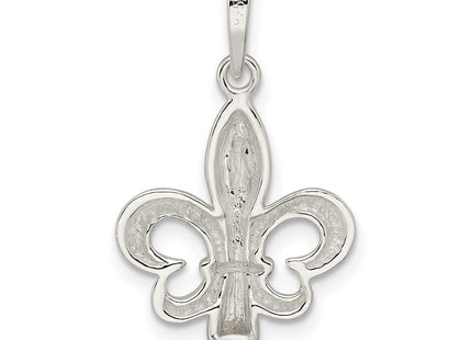 Sterling Silver Rhodium-plated Fleur de Lis Pendant (Style QC11074)