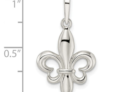 Sterling Silver Rhodium-plated Fleur de Lis Pendant (Style QC11074)