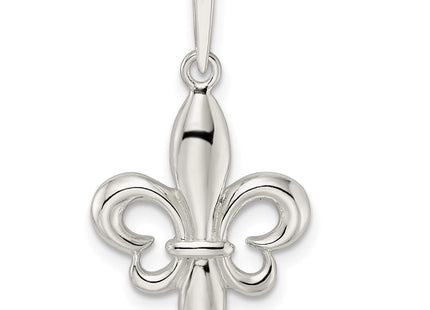 Sterling Silver Rhodium-plated Fleur de Lis Pendant (Style QC11074)