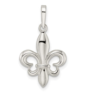 Sterling Silver Rhodium-plated Fleur de Lis Pendant (Style QC11074)