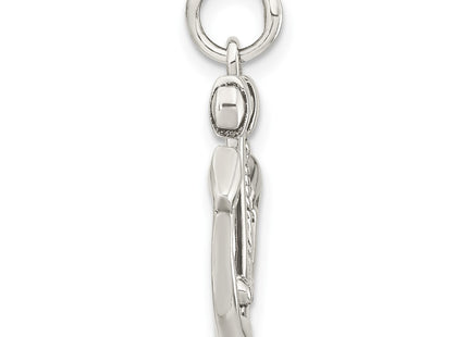 Sterling silver anchor pendant, alternate view