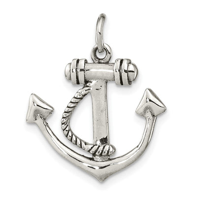 Sterling Silver Polished Anchor Pendant, 25.71 x 21.63mm