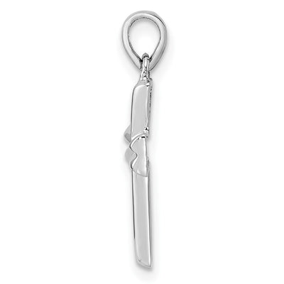 Sterling Silver RH Polished Cross Pendant, 23 x 12.6mm