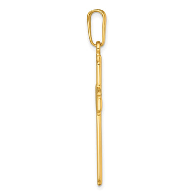 Sterling Silver Gold-tone Polished and Grooved Cross Pendant, 48.6 x 23.9mm