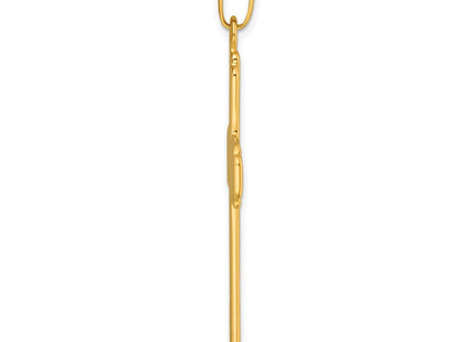 Sterling Silver Gold-tone Polished and Grooved Cross Pendant (Style QC11115GP)