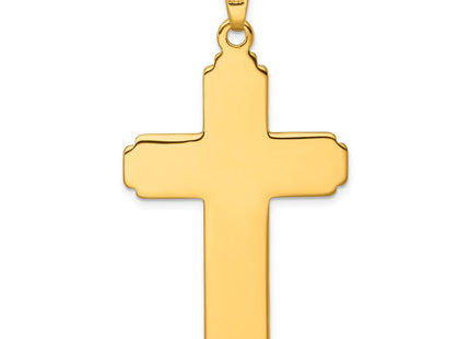 Sterling Silver Gold-tone Polished and Grooved Cross Pendant (Style QC11115GP)