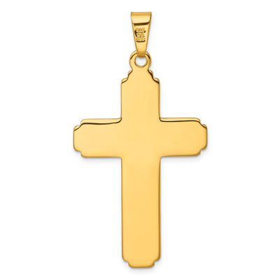 Sterling Silver Gold-tone Polished and Grooved Cross Pendant, 56.7 x 30.1mm