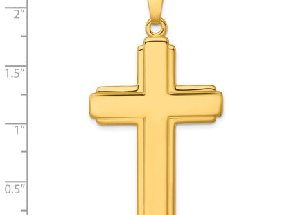 Sterling Silver Gold-tone Polished and Grooved Cross Pendant (Style QC11115GP)