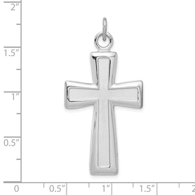 Sterling Silver Gold-plated Polished and Satin Cross Pendant, 40 x 22mm