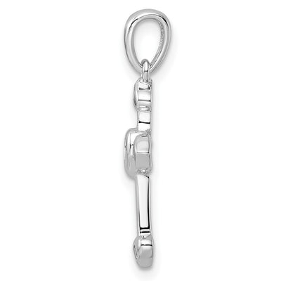 Sterling Silver Rhodium-plated CZ Heart Cross Pendant, 25.18 x 14.58mm