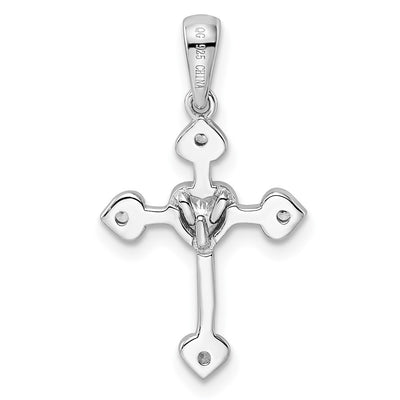 Sterling Silver Rhodium-plated CZ Heart Cross Pendant, 25.18 x 14.58mm
