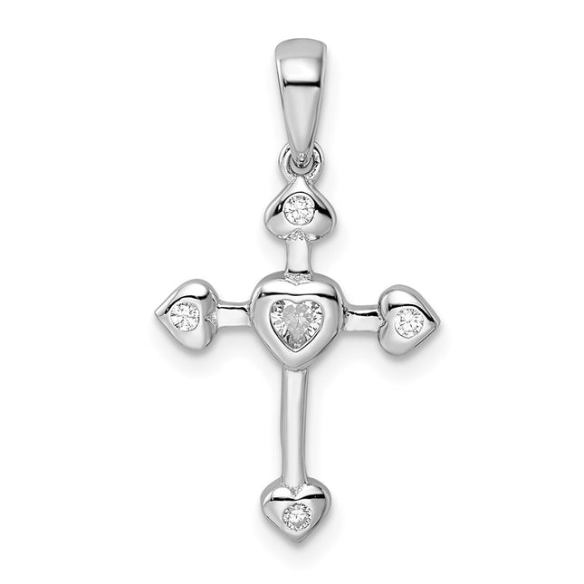 Sterling silver cubic zirconia cross pendant