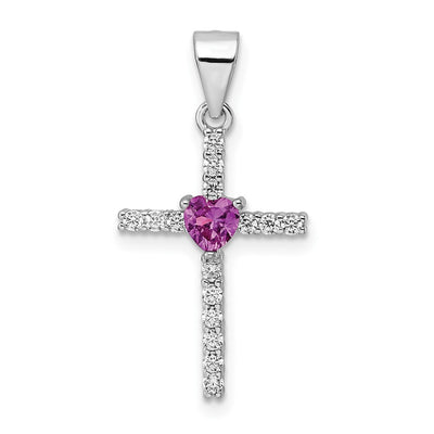 Sterling silver cubic zirconia cross pendant