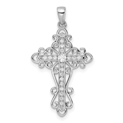 Sterling silver cubic zirconia cross pendant