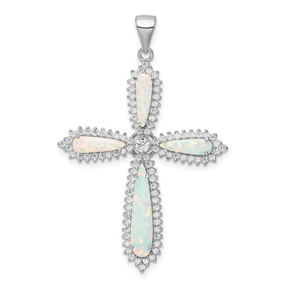 Sterling silver cubic zirconia cross pendant