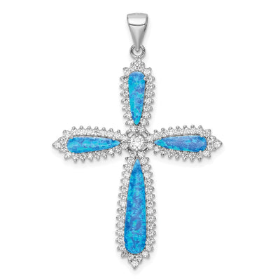 Sterling silver cubic zirconia cross pendant