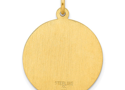 Sterling Silver Gold-tone Polished Solid Saint Christopher Medal Pendant (Style QC11195)